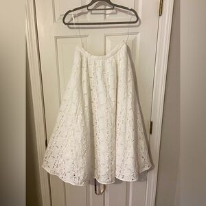NWT House of CB Francine White Eyelet A-Line Women's Midi Skirt